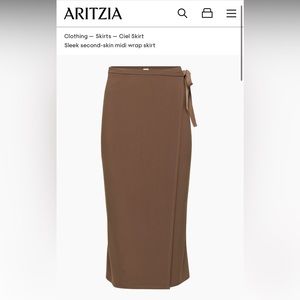 Aritzia Ciel Wrap Midi Skirt in Cocoa Bean (Brown)